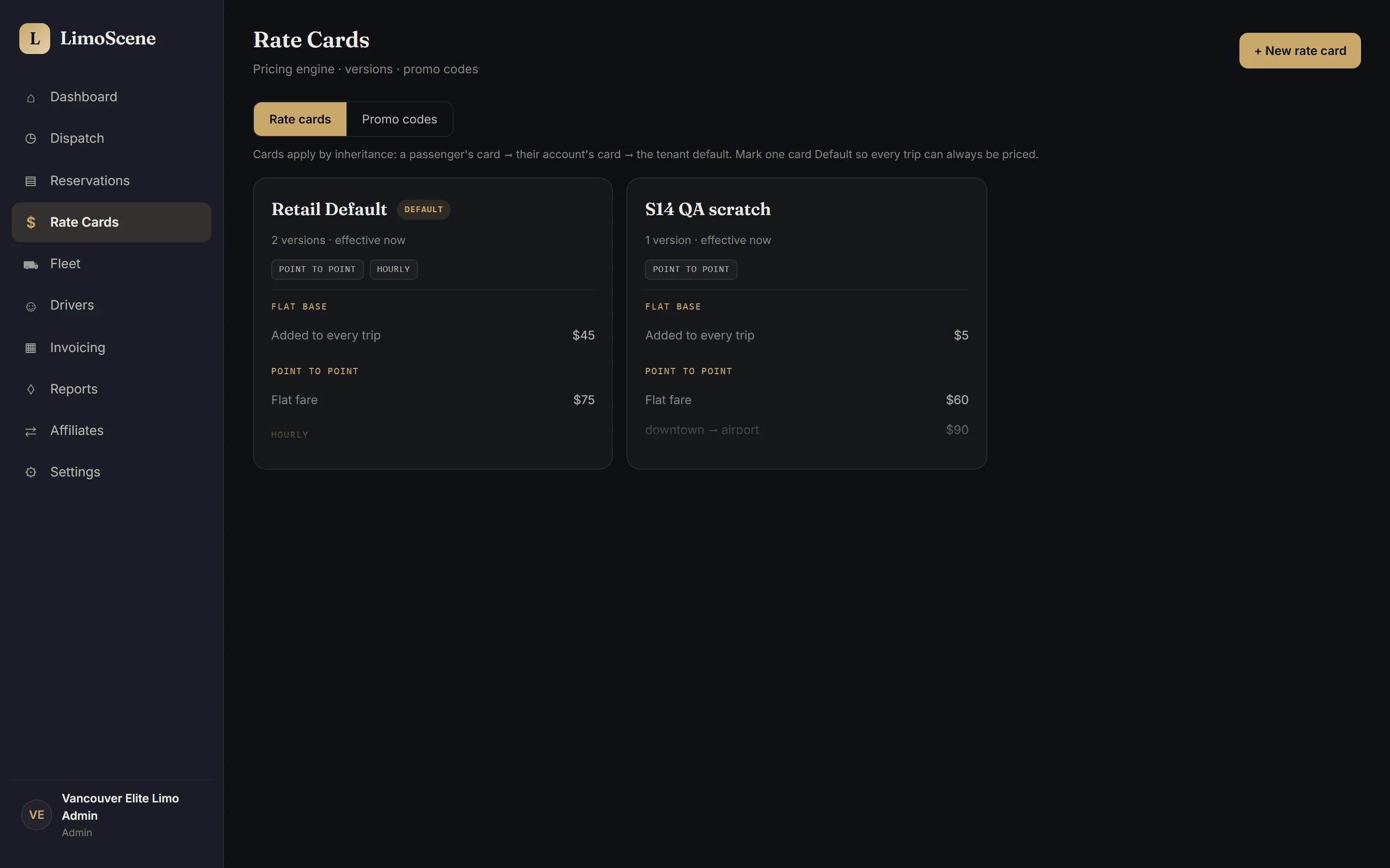Rate card builder